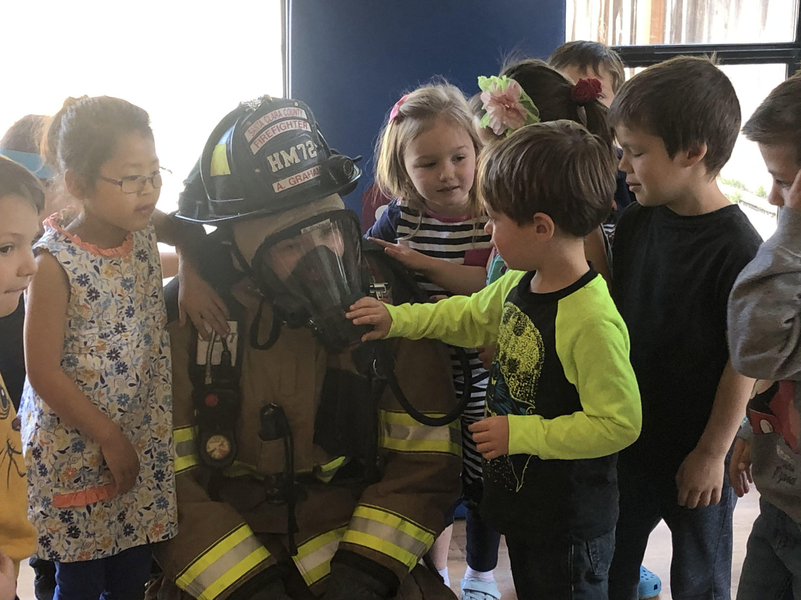 Special Events - students get a special visit from a firefighter